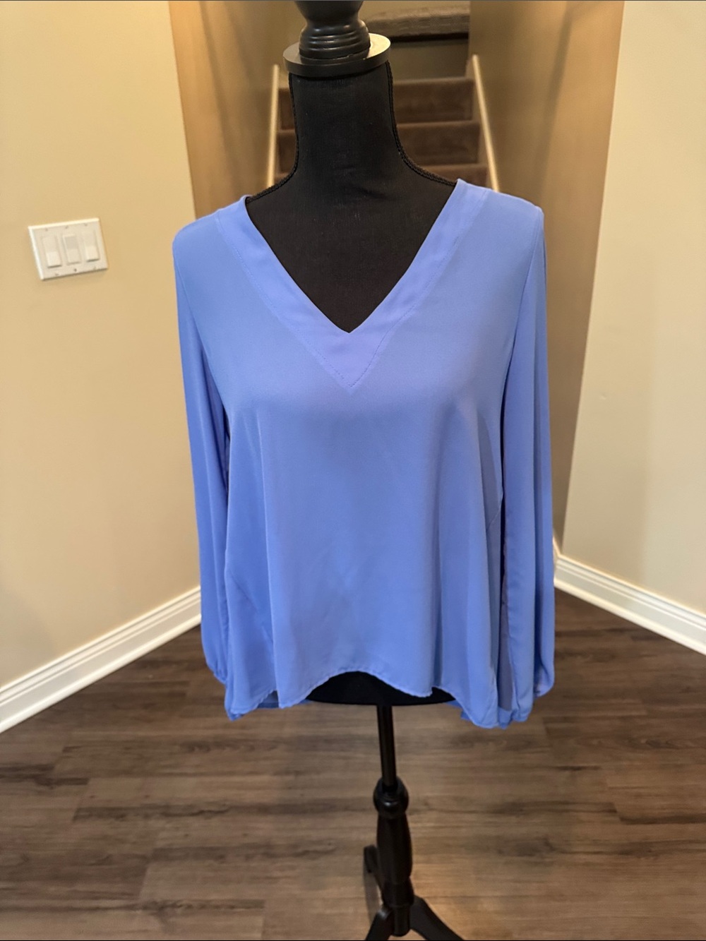 Anthropologie Periwinkle V-Neck Long Sleeve Blouse